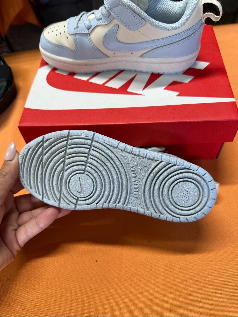 Nike Kids Light Blue and Cream Hook-and-Loop Low-Top Sneakers